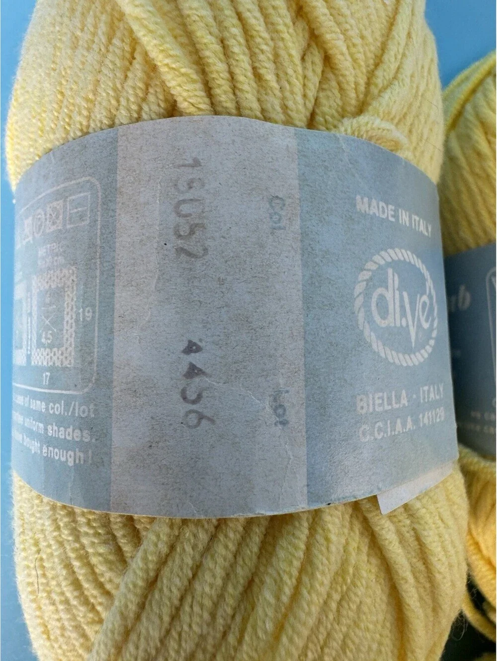 Lot 5 di.Ve Cotton Club Yarn Yellow 60% Cotton 40% Acrylic Color 15052 Lot 4456